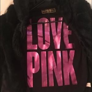 Black furry winter coat from VS PINK